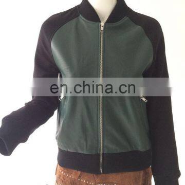 Womens Sheep Leather Punching Jacket With Pontie Sleeve photo-5