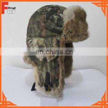 Natural Brown Cloth Cover Rabbit Fur Aviator Hat