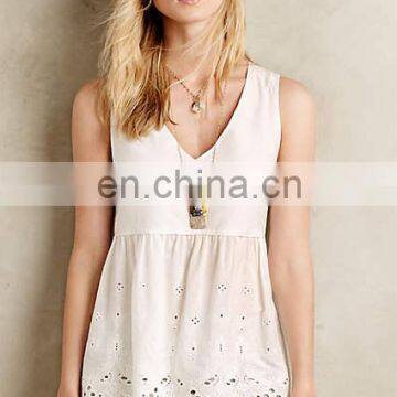 Wholesale women tank fashion lady eyelet lace tank top