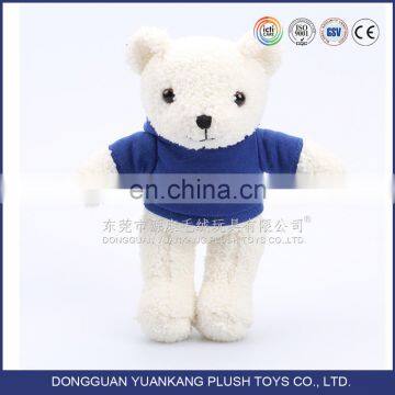 Mini plush white bear toy with T-shirt /voice recording teddy bears