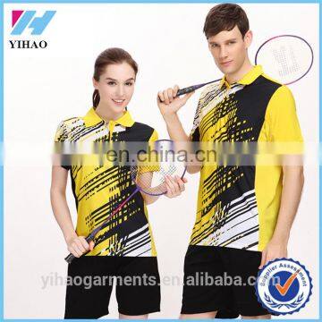 Yihao new fashion badminton shirts sport wear for women 2015 Custom Sublimation badminton jersey