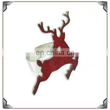 Epoxy with glitter powder metal deer napkin ring 2014