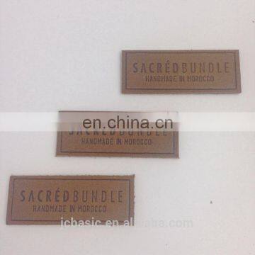 Clothing Custom Embossed Leather Label with Metal Logo