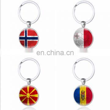 Wholesale Cheap Custom Hand Made Type Fantastic World Cup Souvenir Clear Crystal Glass National Flag Keychain