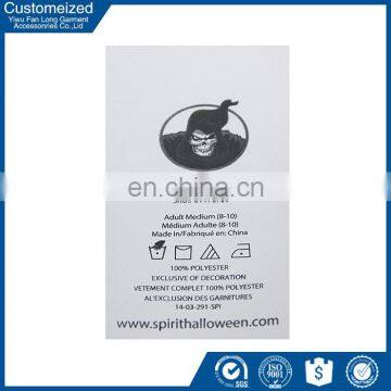 Cheap wholesale 100 polyester care label