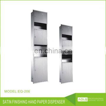 recessed paper towel dispenser with waste bin combination