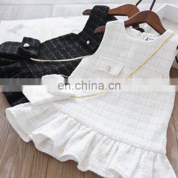 2020 New autumn girls children's solid white black bag dress