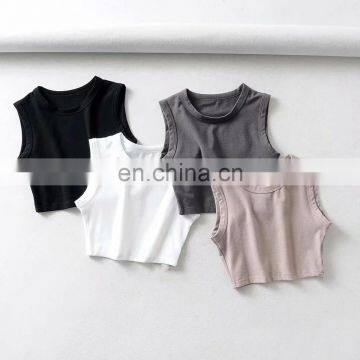 Custom Plain Logo Slim Women's T Shirts And Yoga Sport Crop Tank Tops photo-3