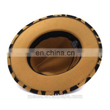 2021 New Fashion Cow Print Pattern Leopard Wide Brim Wool Felt Hat Fedora Hats for Women Men photo-6