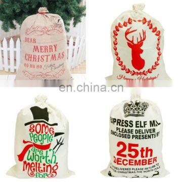 Bags 2019 Year Merry Christmas Gift New Large Canvas Merry Christmas Music Forest Stocking Gift Storage Bag Navidad Noel photo-2