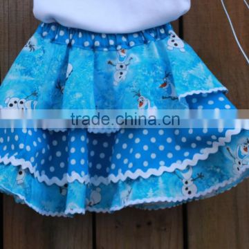 wholesale china cotton blue two layers smocked flower fashion Children skirts