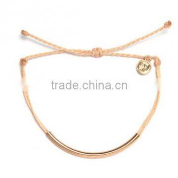 color wax cord woven bracelet with copper tube fashion style