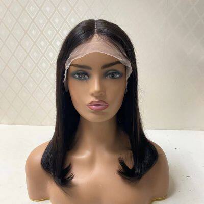 KHH Curly Lace Front Wig With Bangs Short Bob Human Hair Wigs Brazilian Remy Fringe Wig Pre Plucked With Baby Hair photo-4