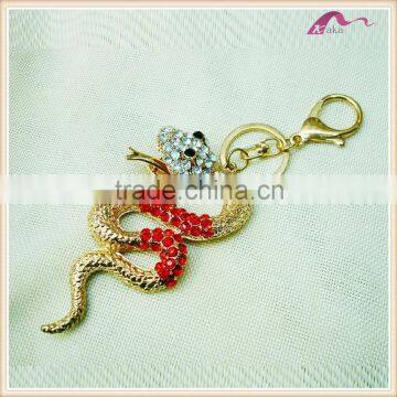 Custom Gold Crystal Snake Shape Charm Keychain Accessories