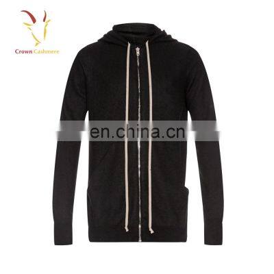 Men's Zipper Knitting Pattern Hooded Cardigan Sweater photo-4