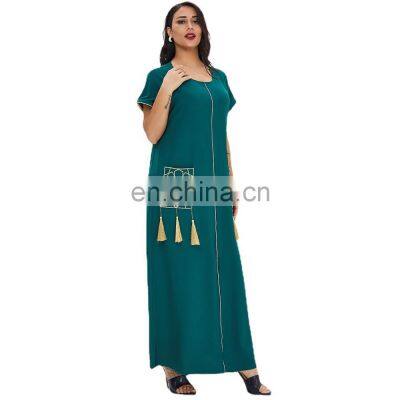 Summer Ladies Short Sleeve Long Skirt Robe Muslim Middle East Dubai Dress Dress Women