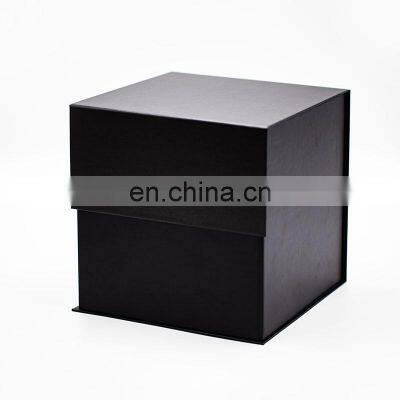 Luxury eco-friendly black cardboard paper packaging cube magnetic lid gift box