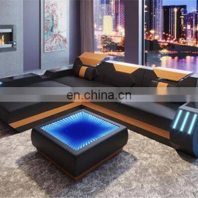 Modern Design Leather Corner Sofa Bed High Quality Living Sofa Cum Bed With Led Lights