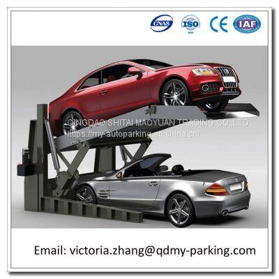 2 Level Parking Lift/Car Underground Lift/Two Post Tilt Parking Stacker/ Car Lift for Basement Low Ceiling