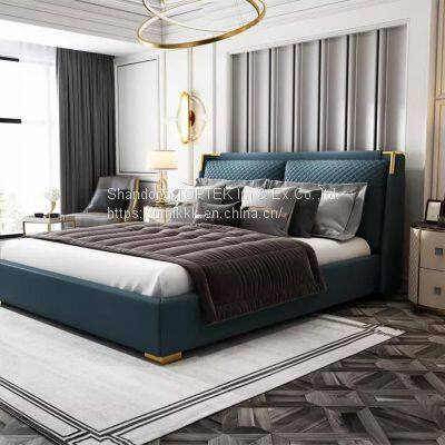 Modern Bed Frame UMIKK Manufacturer Wholesale King Size Most Modern Top Grain Leather Bed