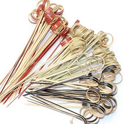 Disposable china supplier high quality 100mm decorative Knot Picks bamboo fruit sticks