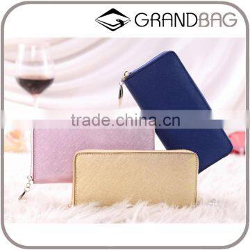 High Quality Fashion Genuine Leather Woman Long Zipper Clutch Wallet for Ladies