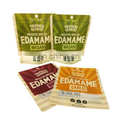 Customized matt printing  three sides seal bag food packaging pouch bag with window/zipper