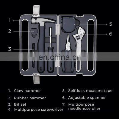 HOTO Hand Tool Set Repair Hand Tool Box Portable Safety Hammer Tape Measure Pliers Home Installation photo-3