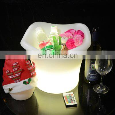 Color Changing Custom Logo Design Bright Ice Bucket Waterproof with Colors Changing Glowing Plastic led ice buckets custom large