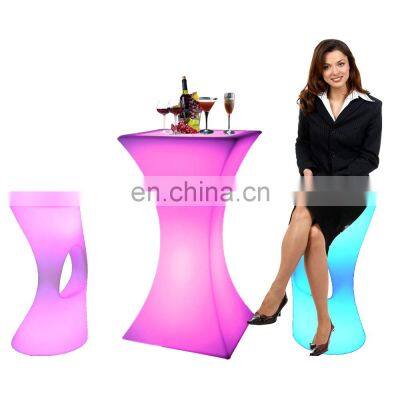 unfinished furniture high chair /LED stool color led bar seat lighting changing plastic sofa illuminated high cocktail led chair