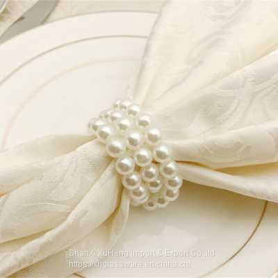 Newest Pearl Napkin Ring Handmade Dinner Decorations for Wedding Table