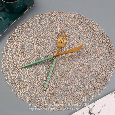 Natural Wood Print Decorative Insulation PVC Placemats for Banquets