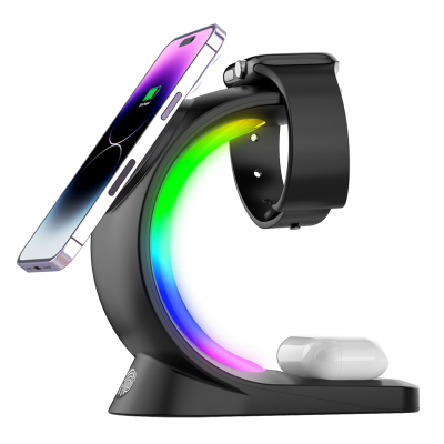 Fast Charging Dock 15W 3 In 1 Magnetic Holder Magnetic Wireless Phone Charger For Iphone 15 14 13 12 Series Airpods iWatch