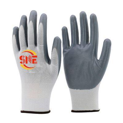 Snellsafety 13 Gauge Polyester  Grey Nitrite Breathable Grip General Use Safety Glove