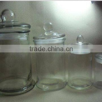 Glass candy jar/ glass storage jar/ Round Candy Jar With Glass Lid, Canned food jar