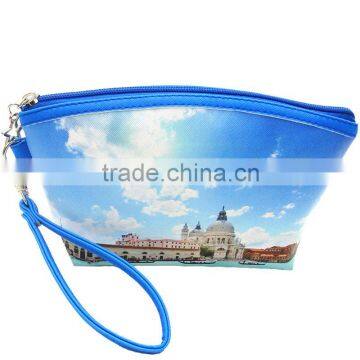 Wholesale promotional travel wash handbag scenery style cosmetic bag makeup bags