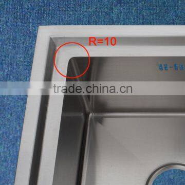 Professional Factory 1.2mm SUS 304 Stainless Steel Double Bowl Handmade Kitchen Sinks With Drainboard HD-HM10048 photo-3