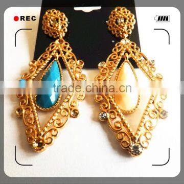 Fashion Design 100% Brass Copper Alloy Plating Gold Pendant Earring photo-3