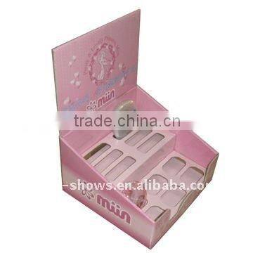 Makeup pink popular corrugated display counter cosmetics pop display box