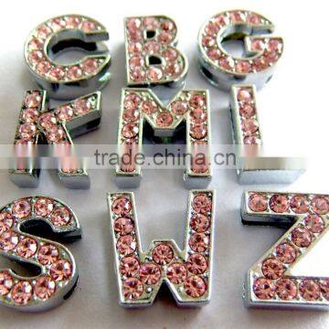 DIY 10 mm light pin Rhinestone Slide Letters for 10 MM strap .color stone letter