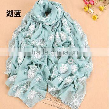 Wholesale Fashion Ladies Floral Embroidery Viscose Scarf Quality Choice