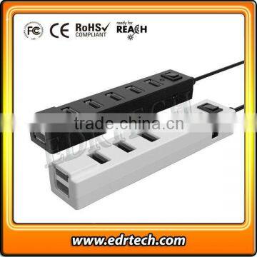 New arrival 7 port usb hub with switch and usb cable inlay