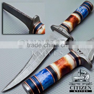 CITIZEN KNIVES, BEAUTIFUL CUSTOM HAND MADE DAMASCUS STEEL HUNTING KNIFE