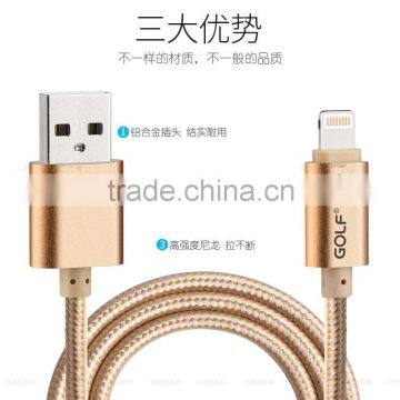 GOLF 3M Metal Nylon Weave Reversible 2.1A Sync And Charge Cable for Iphone5/5s/6 Ipad All the 8 Pin Device photo-5