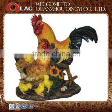 resin rooster and hen family statue garden gift