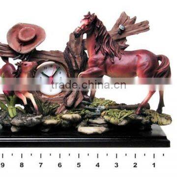 polyresin horse w/clock home decoration