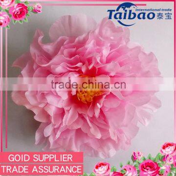 Wholesale 17cm diameter artificial fabric pink peony flower head for DIY crafts