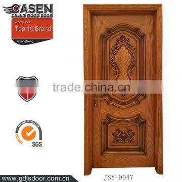 China solid wood doors red oak single wood carved door for interior decoration