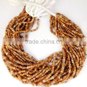 5 Strands AAA Peach Moonstone Rutile Faceted Rondelle Beads 3-4mm 13" Long