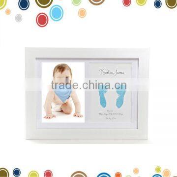 Birth announcement keepsake frame with blue safe ink pad